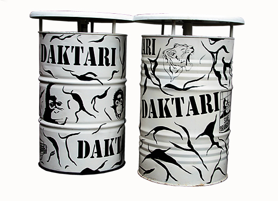 Stehtisch "Barrel"  Ölfass/ h 110cm, mit einer Kopfplatte 70cm,"Daktari"